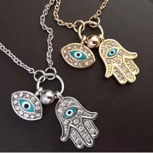 Protection evil eye and Hand of Fatima necklace